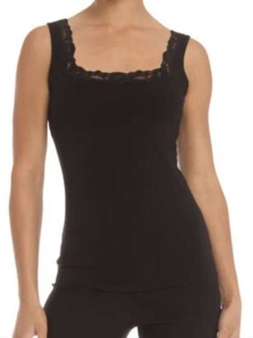 Arianne Arlette Black Lace-Trim Square Neck Camisole Size Large